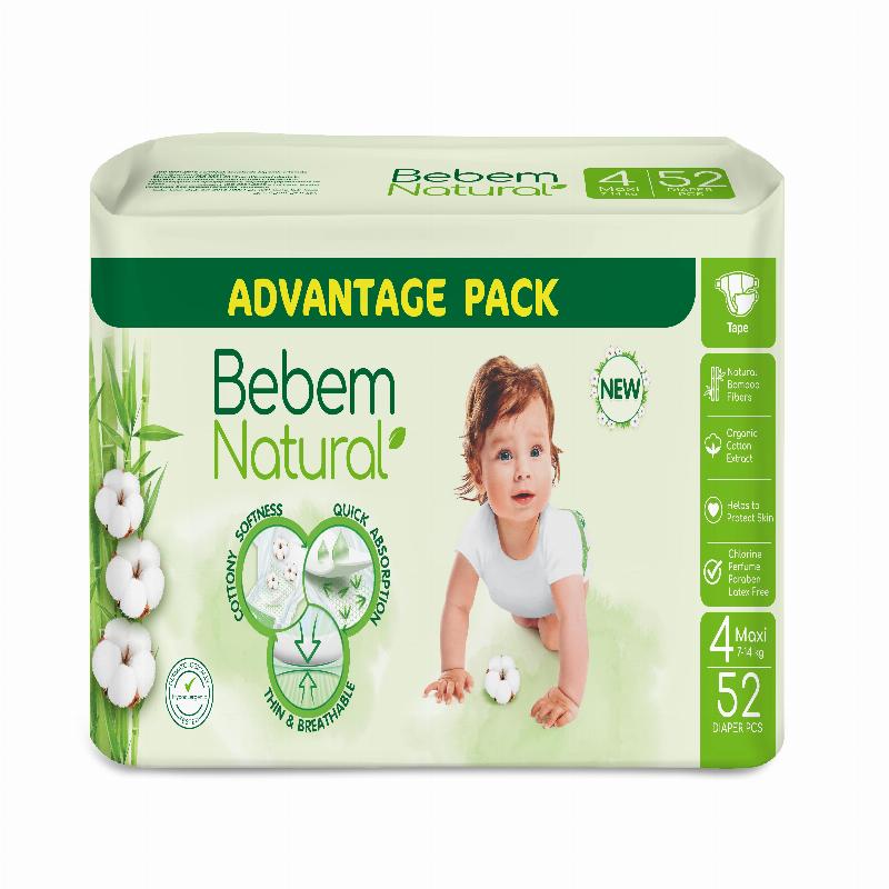 BEBEM NATURAL Підгуз.дит. "4" maxi 7-14 кг 52 шт.//3